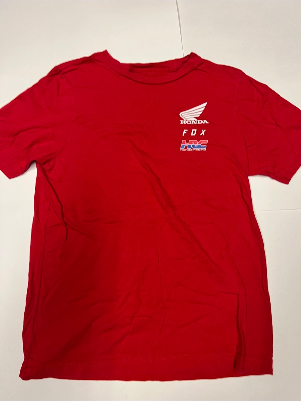 Fox Honda Racing Red Short Sleeve Crew Neck Tee with White Logo